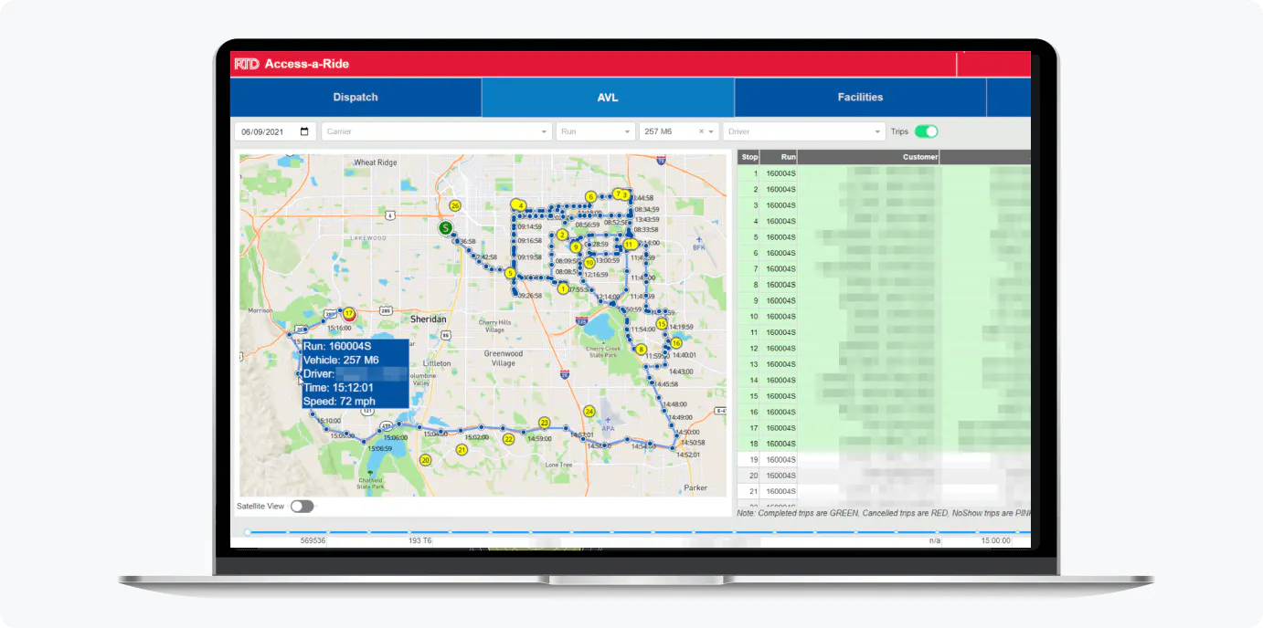 AVL playback to visualize point-in-time vehicle tracking