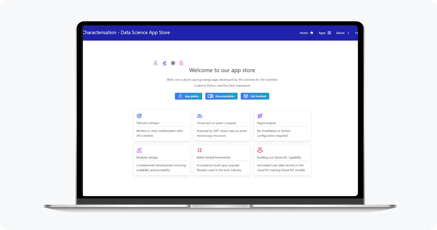Johnson Matthey data science app platform
