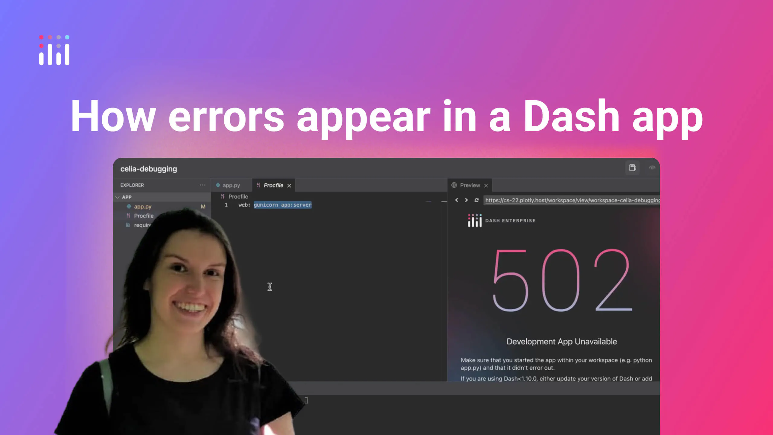 How errors appear in a Dash app