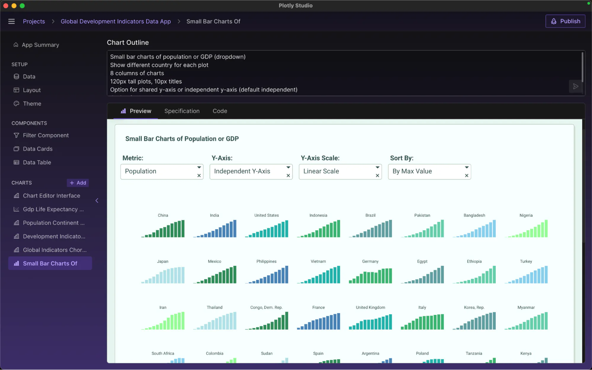 bar chart in plotly studio