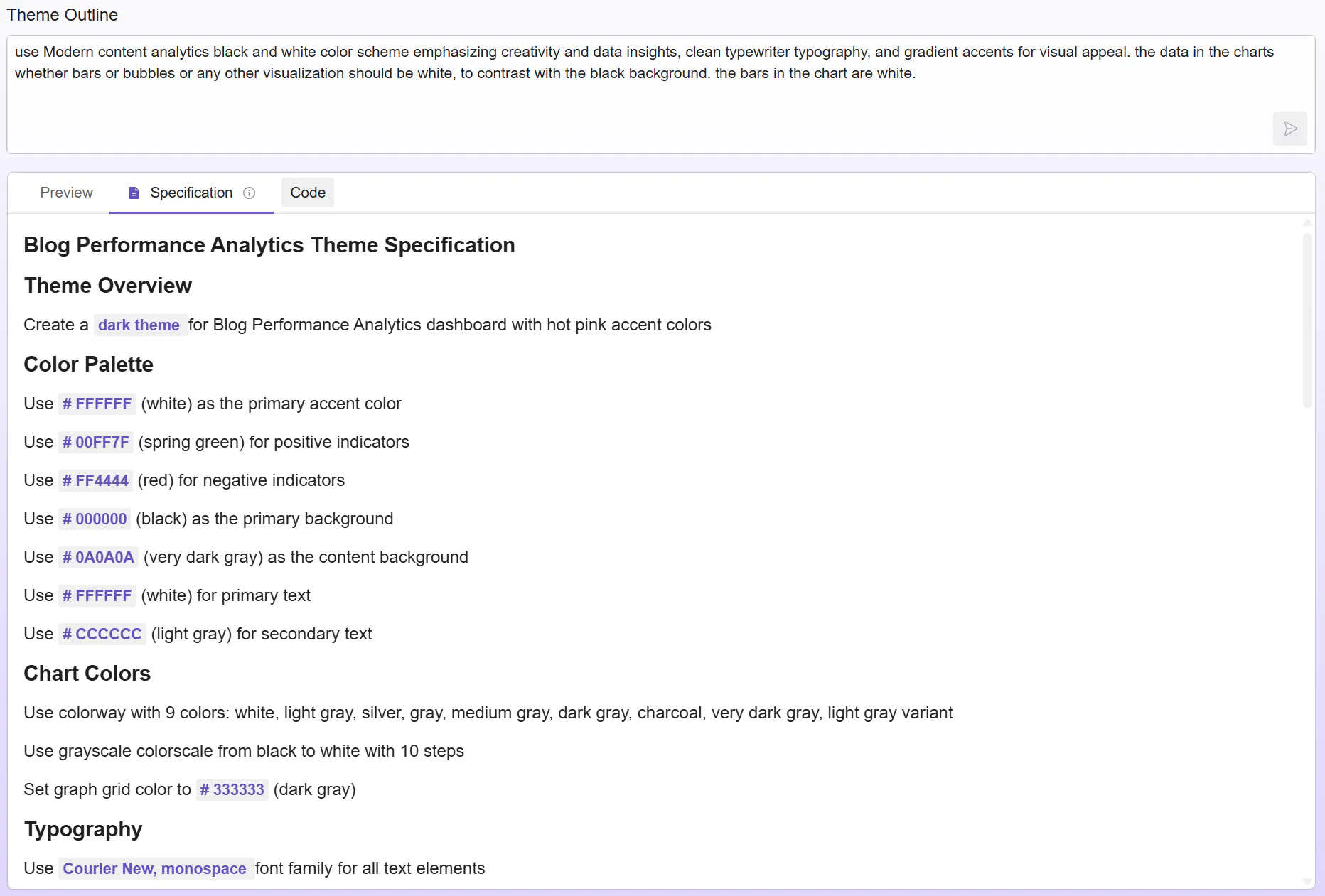 specifications document