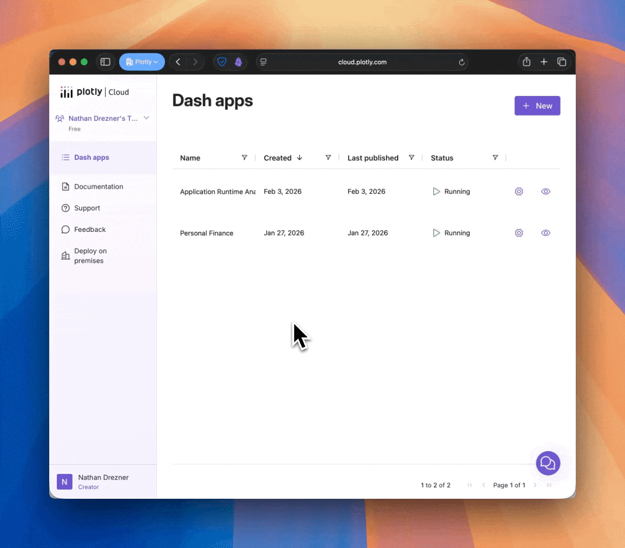sharing data apps Plotly Cloud