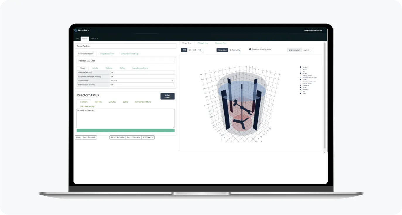 NovaLabs CFD data application demo screen