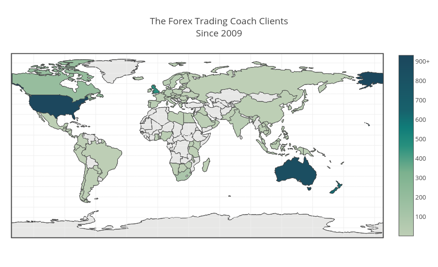 The Forex Trading Coach ClientsSince 2009 | choropleth made by Tftc | plotly