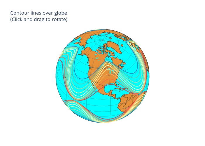 Contour lines over globe(Click and drag to rotate) | scattergeo made by Tssfl | plotly