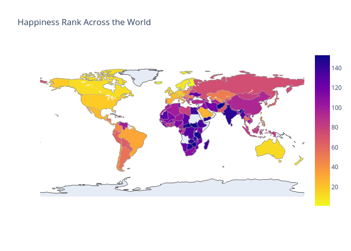 Happiness Rank Across the World | choropleth made by Adrmntr | plotly