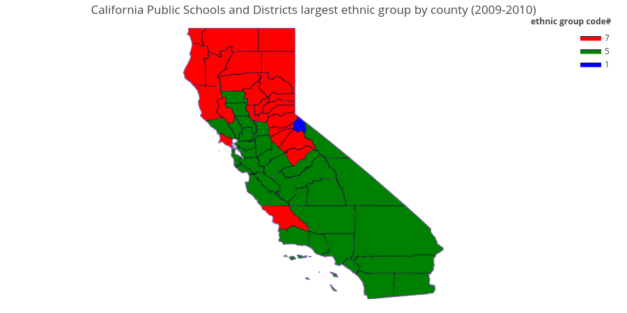 California Public Schools and Districts largest ethnic group by county (2009-2010) | filled line chart made by Ahmetkaya0107 | plotly