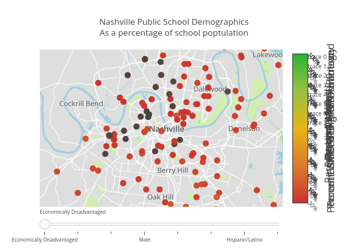 Nashville Public School DemographicsAs a percentage of school poptulation | scattermapbox made by Benjamin.spargo | plotly