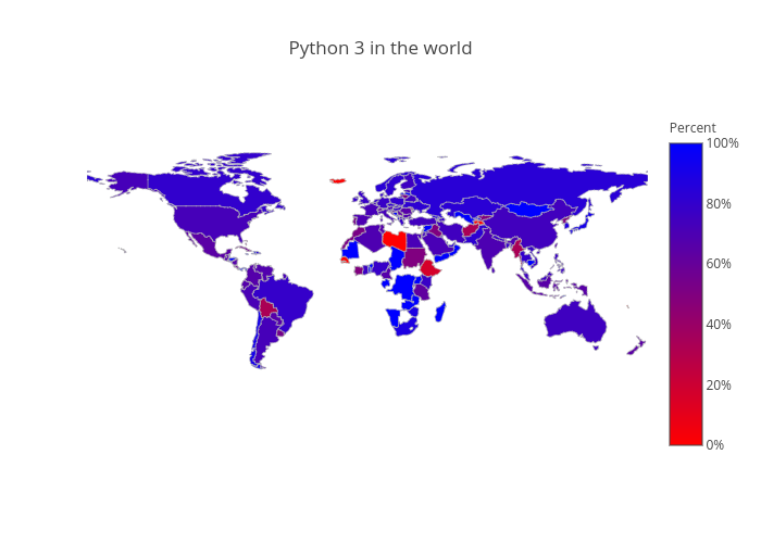 Python 3 in the world | choropleth made by Bluekirin93 | plotly