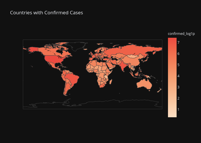 Countries with Confirmed Cases | choropleth made by Blueskyson1401 | plotly