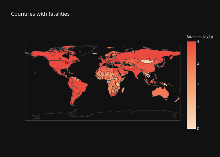 Countries with fatalities | choropleth made by Blueskyson1401 | plotly