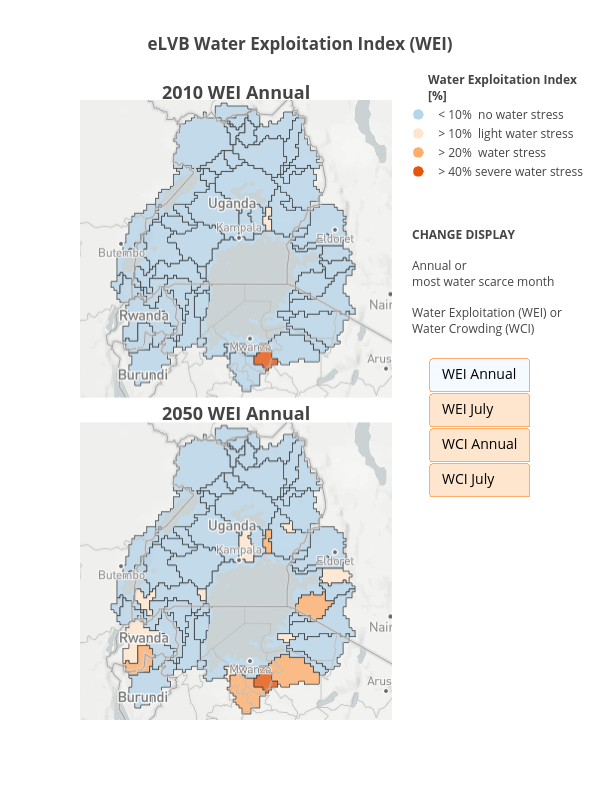 eLVB Water Exploitation Index (WEI) | scattermapbox made by Bupe | plotly