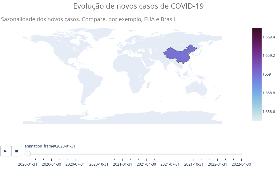 Evolução de novos casos de COVID-19 | choropleth made by Chicolucio | plotly
