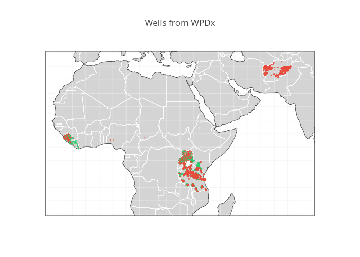 Wells from WPDx | scattergeo made by Ctasich | plotly