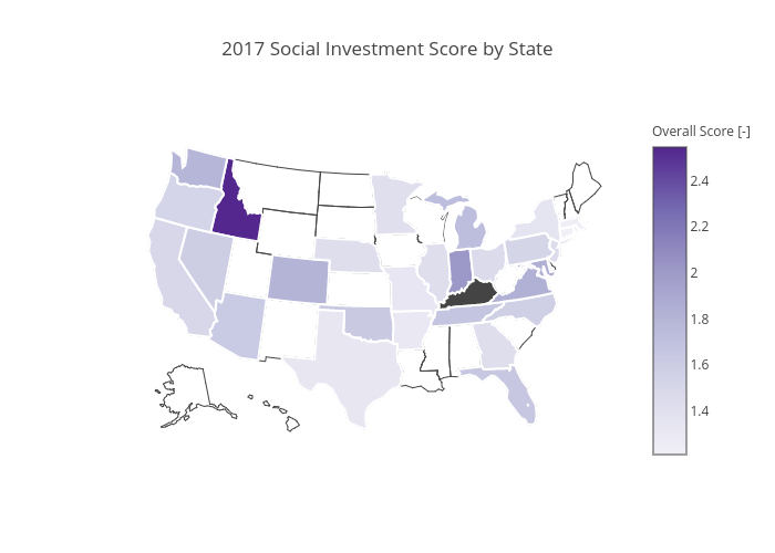 2017 Social Investment Score by State | choropleth made by Dcleres | plotly