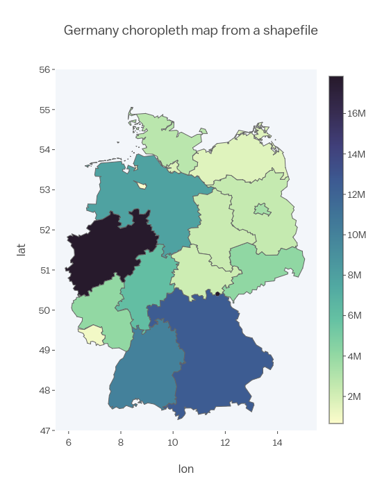 Germany choropleth map from a shapefile | filled line chart made by Empet | plotly