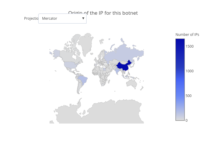Origin of the IP for this botnet | choropleth made by Equalitie | plotly