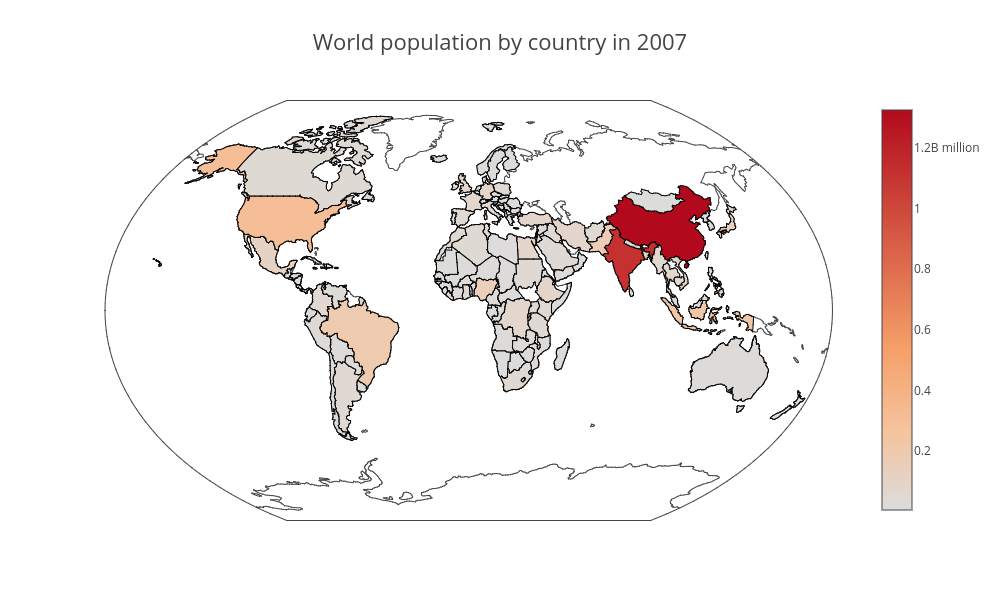 World population by country in 2007 | choropleth made by Etpinard | plotly