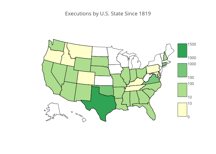 Executions by U.S. State Since 1819 | choropleth made by Etpinard | plotly