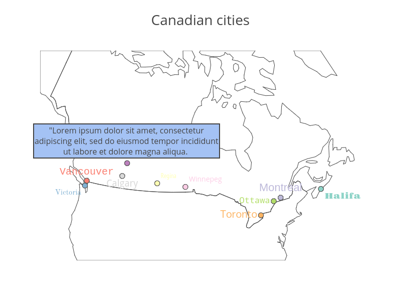 Canadian cities | scattergeo made by Etpinard | plotly