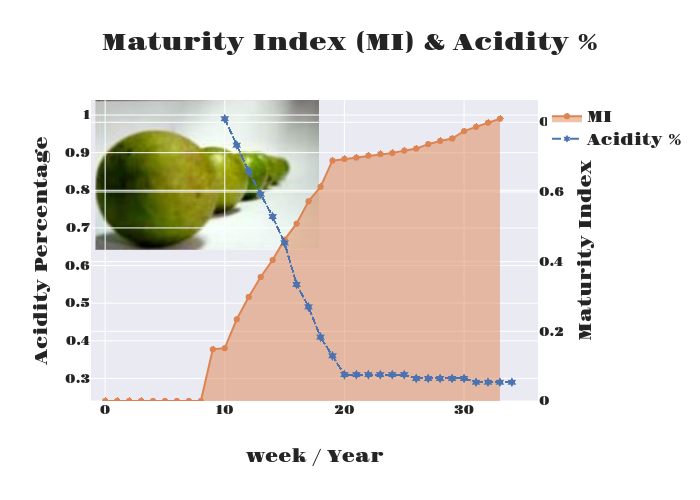 Maturity Index (MI) & Acidity % | scattergl made by Jccharlies | plotly