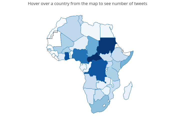 Hover over a country from the map to see number of tweets | choropleth made by Krrsteven | plotly