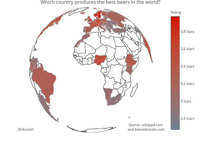 Which country produces the best beers in the world? | choropleth made by Rikunert | plotly