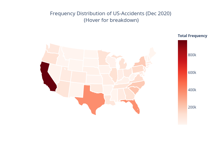 Frequency Distribution of US-Accidents (Dec 2020) (Hover for breakdown) | choropleth made by Sobhan.mehr84 | plotly