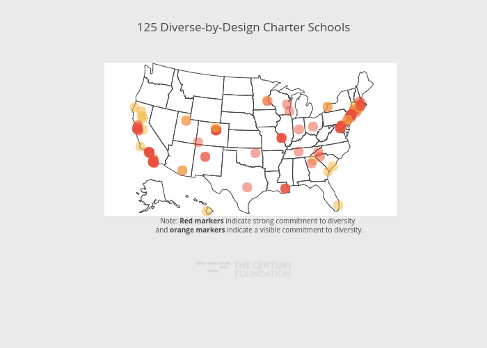 125 Diverse-by-Design Charter Schools | scattergeo made by Thecenturyfoundation | plotly