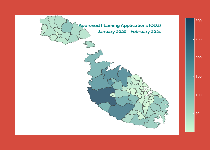 Approved Planning Applications (ODZ)January 2020 - February 2021 | choroplethmapbox made by Yp41 | plotly